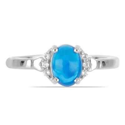 BUY STERLING SILVER NATURAL BLUE ETHIOPIAN OPAL GEMSTONE CLASSIC RING